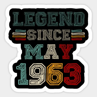 60 Years Old Legend Since May 1963 60th Birthday Sticker